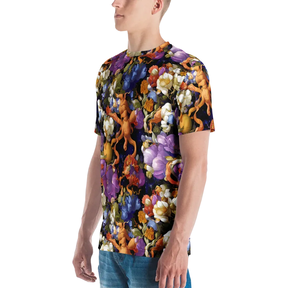 Blooming Cosmos on Men's Crew Neck T-Shirt — Left