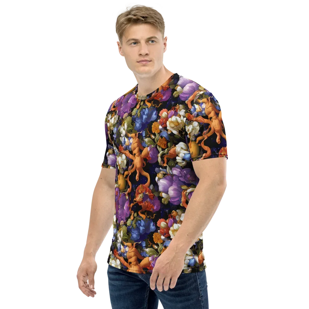 Blooming Cosmos on Men's Crew Neck T-Shirt — Left