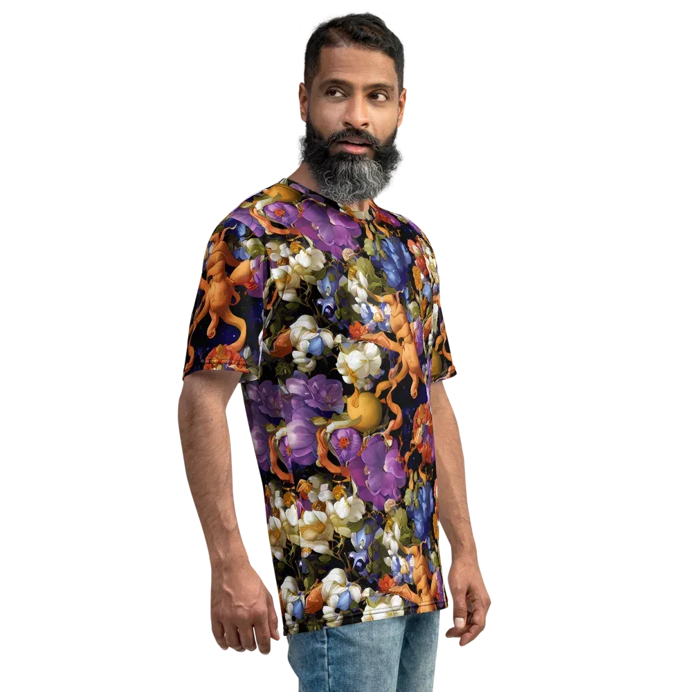 Blooming Cosmos on Men's Crew Neck T-Shirt — Right
