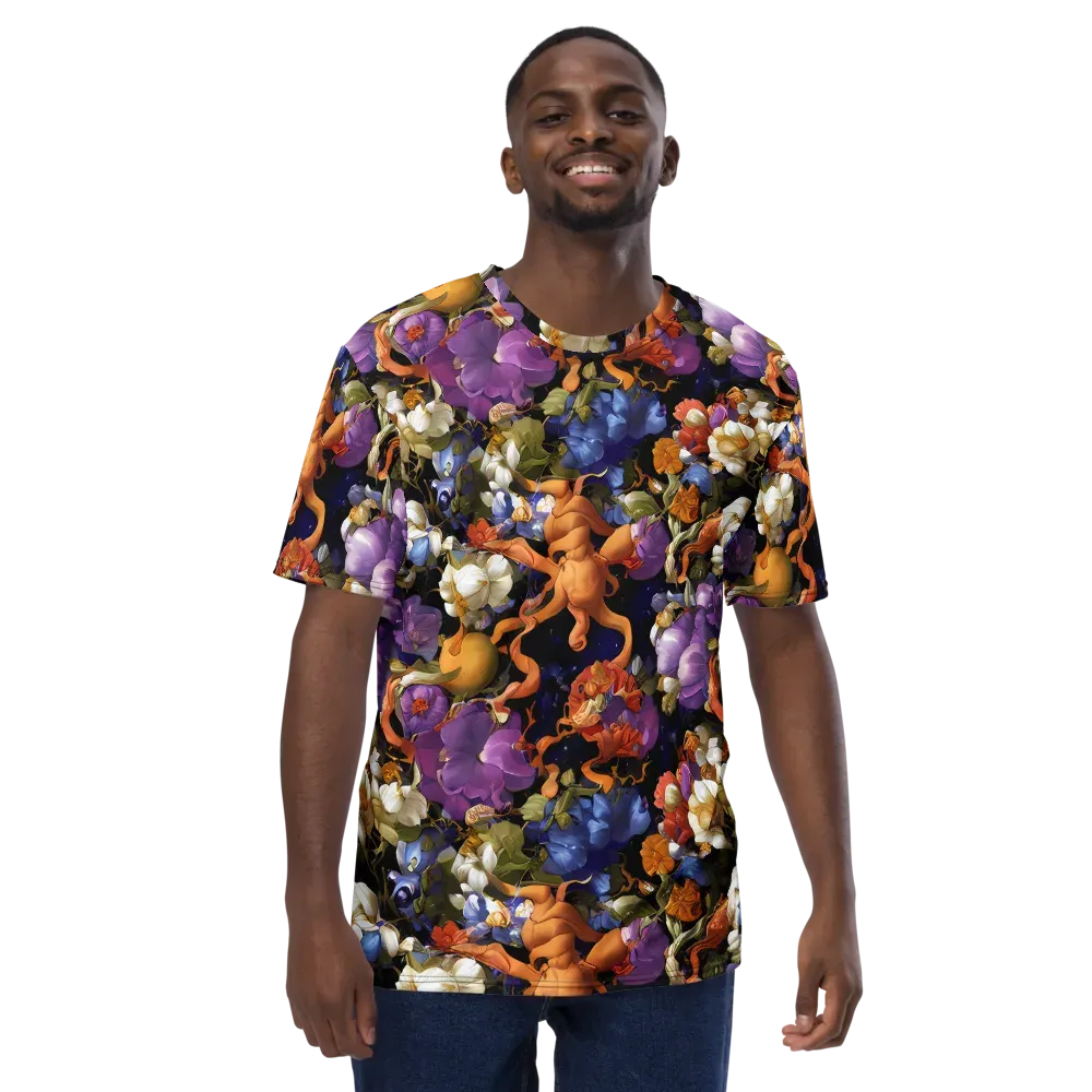Blooming Cosmos on Men's Crew Neck T-Shirt — Front