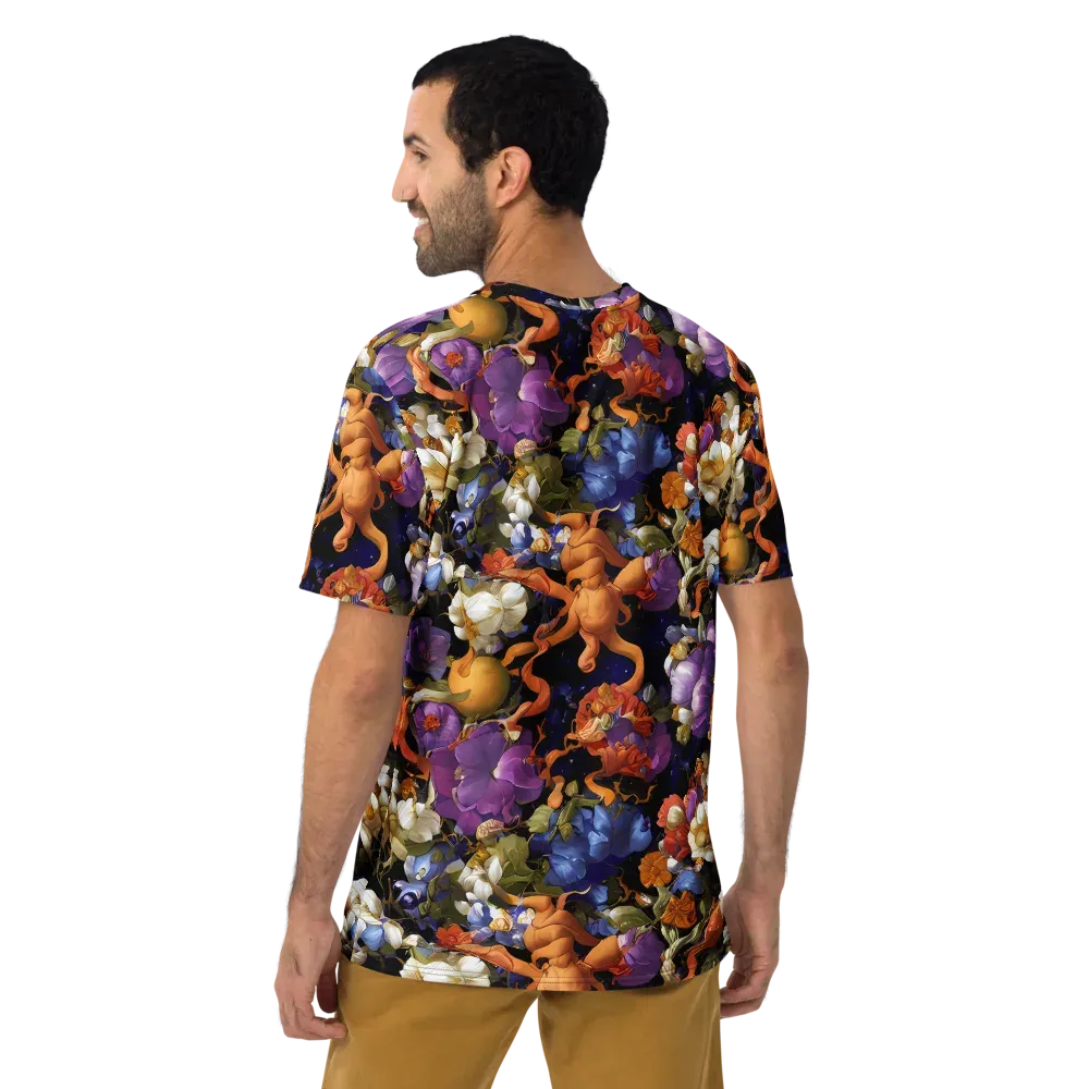 Blooming Cosmos on Men's Crew Neck T-Shirt — Back
