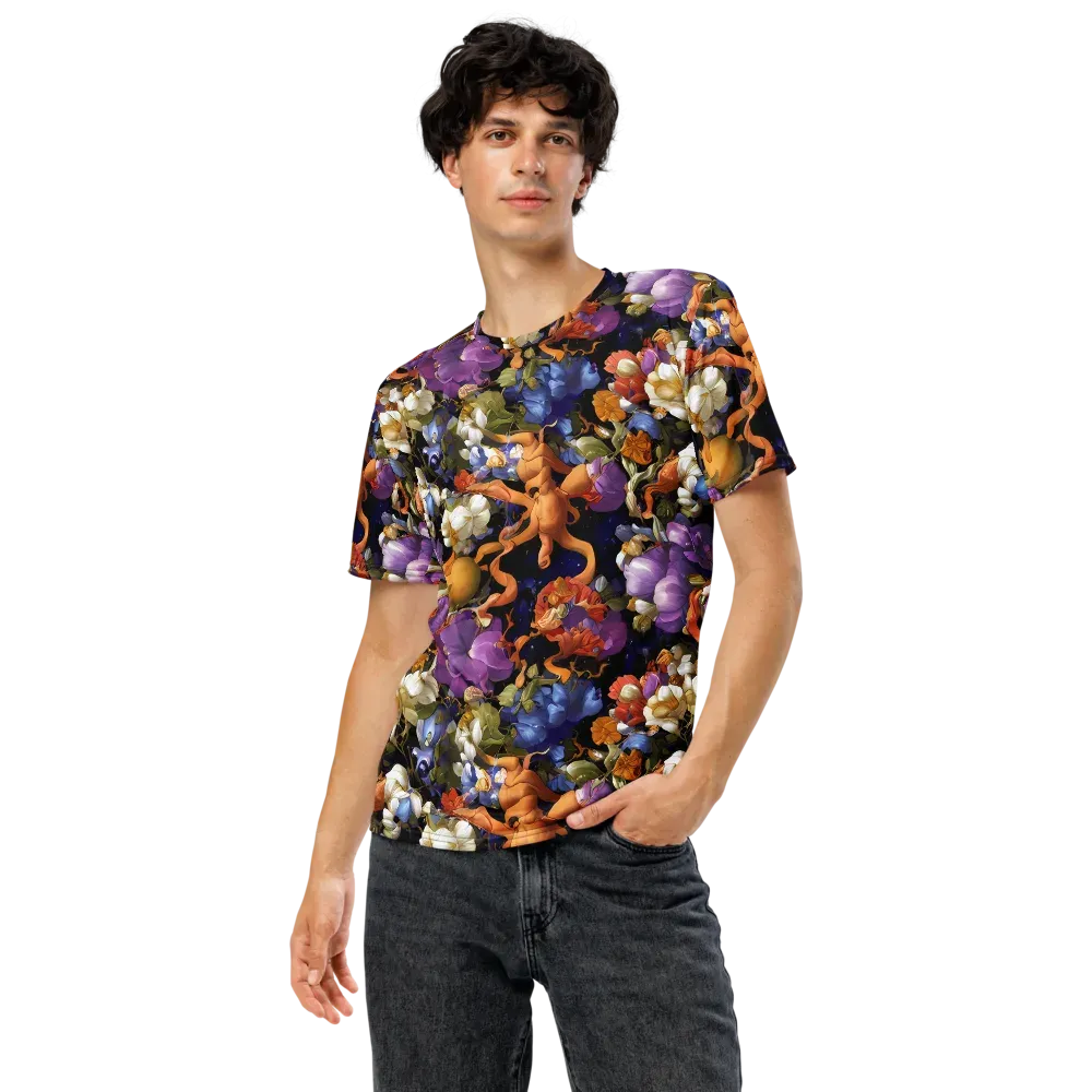 Blooming Cosmos on Men's Crew Neck T-Shirt — Front