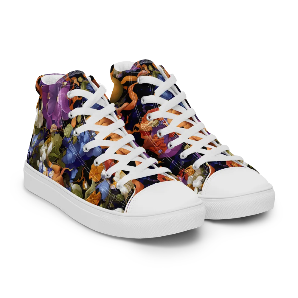 Blooming Cosmos on Men's High Top Canvas Shoes — Right Front