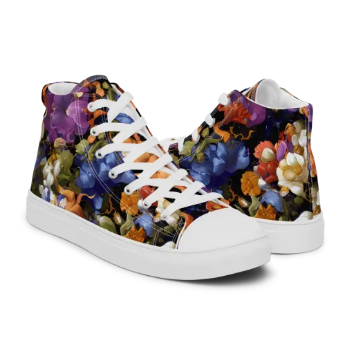Blooming Cosmos on a Men's High Top Canvas Shoes