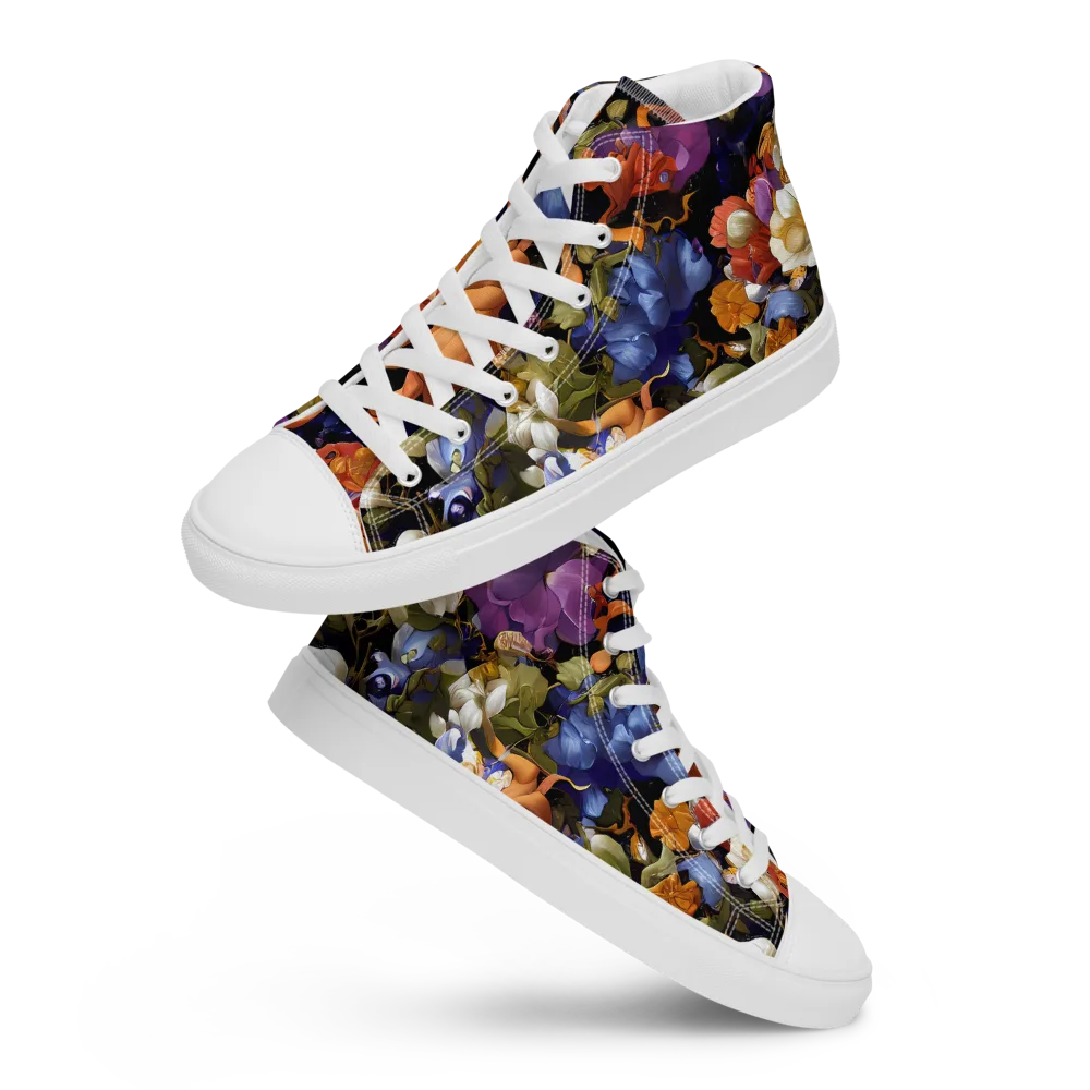 Blooming Cosmos on Men's High Top Canvas Shoes — Front