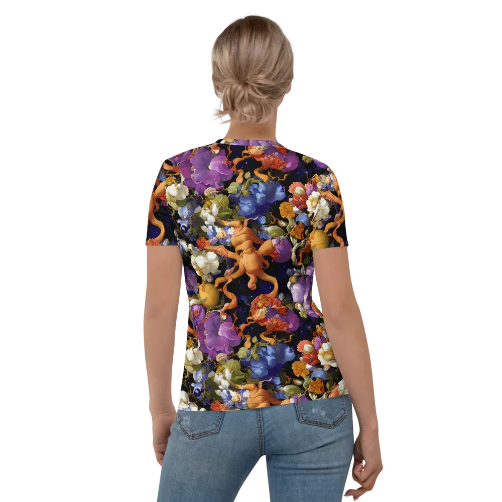 Blooming Cosmos on Women's Crew Neck T-Shirt — Back