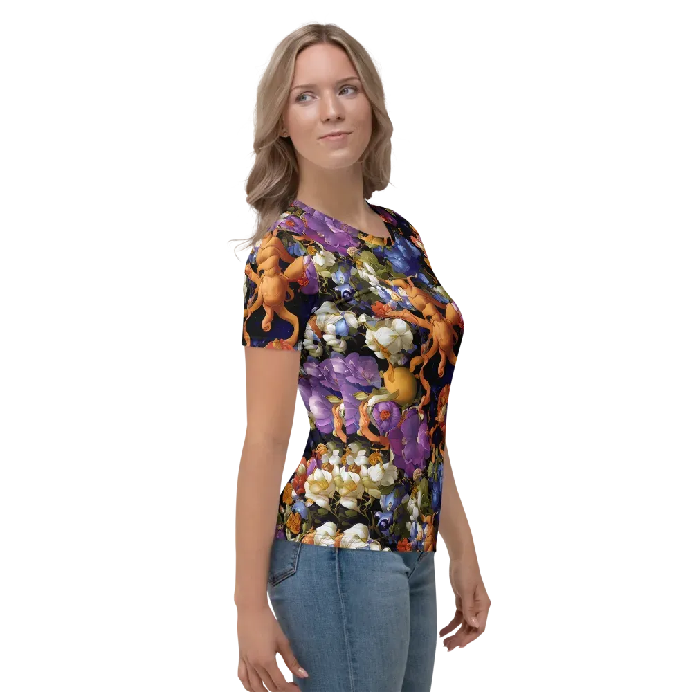 Blooming Cosmos on Women's Crew Neck T-Shirt — Right