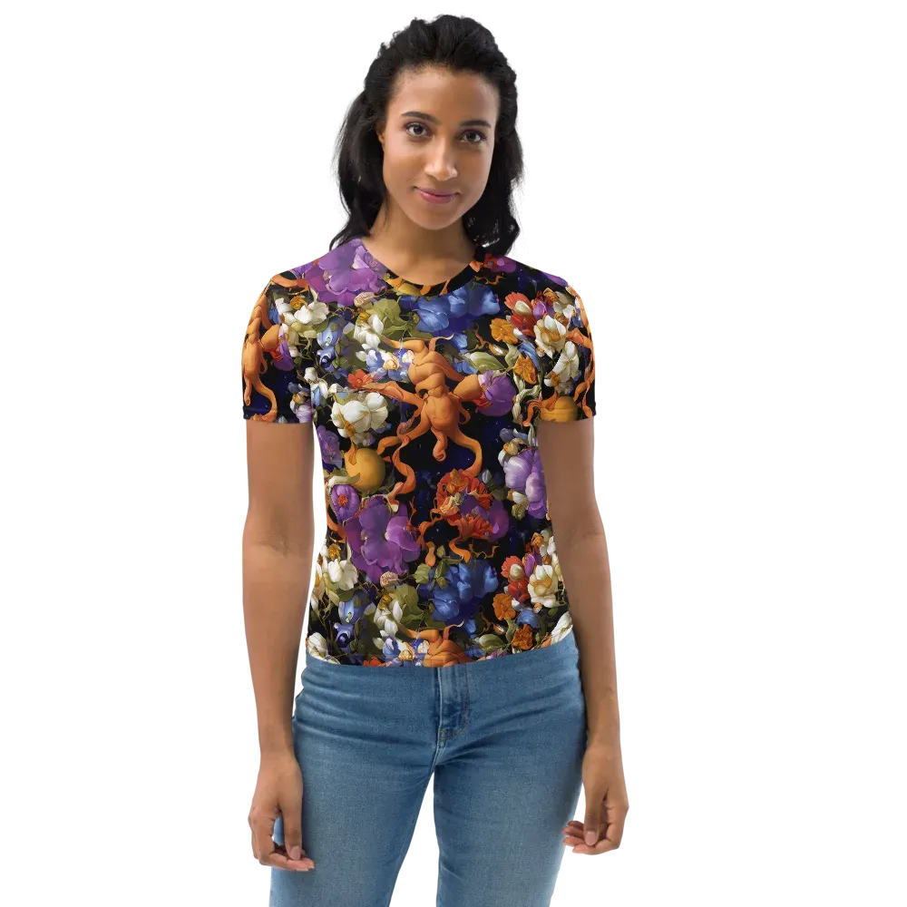 Blooming Cosmos on Women's Crew Neck T-Shirt — Front