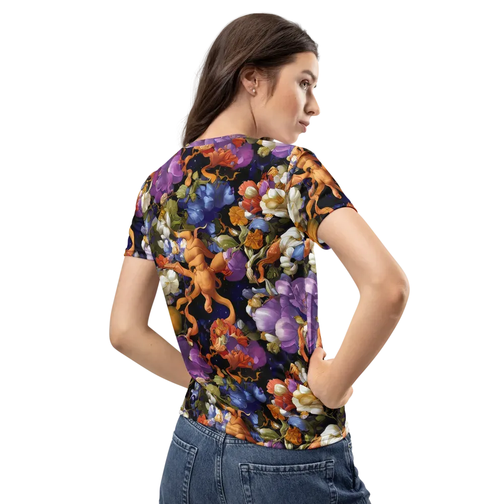 Blooming Cosmos on Women's Crew Neck T-Shirt — Back