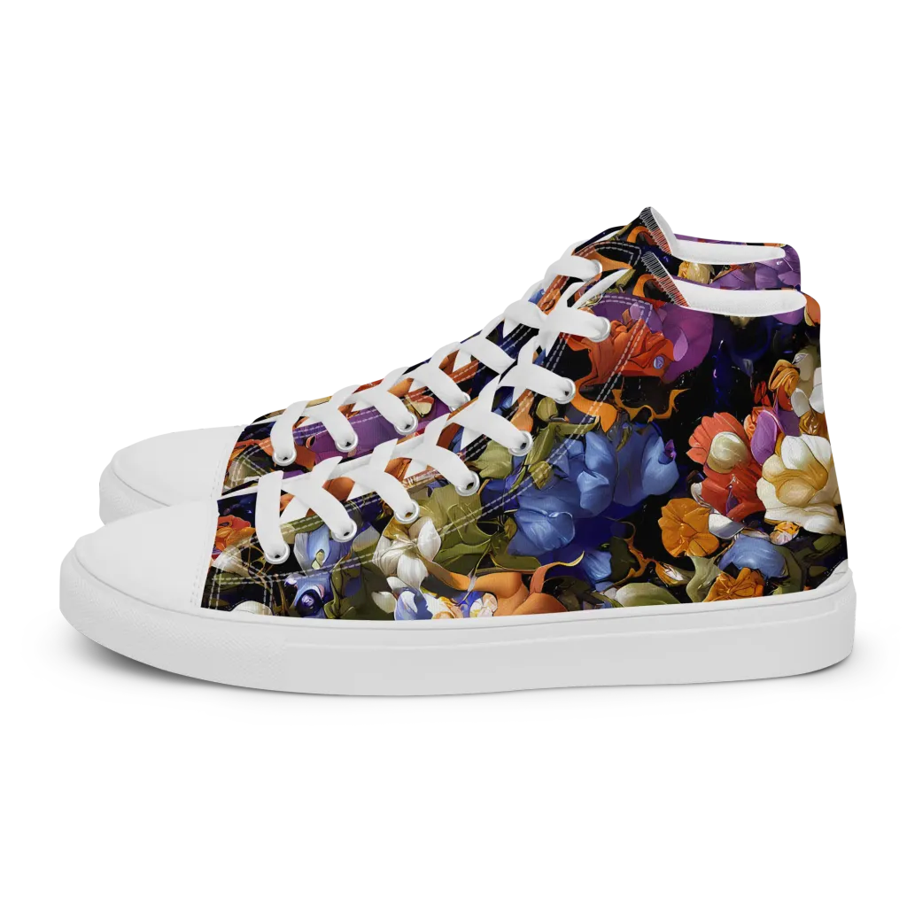 Blooming Cosmos on Women's High Top Canvas Shoes — Left