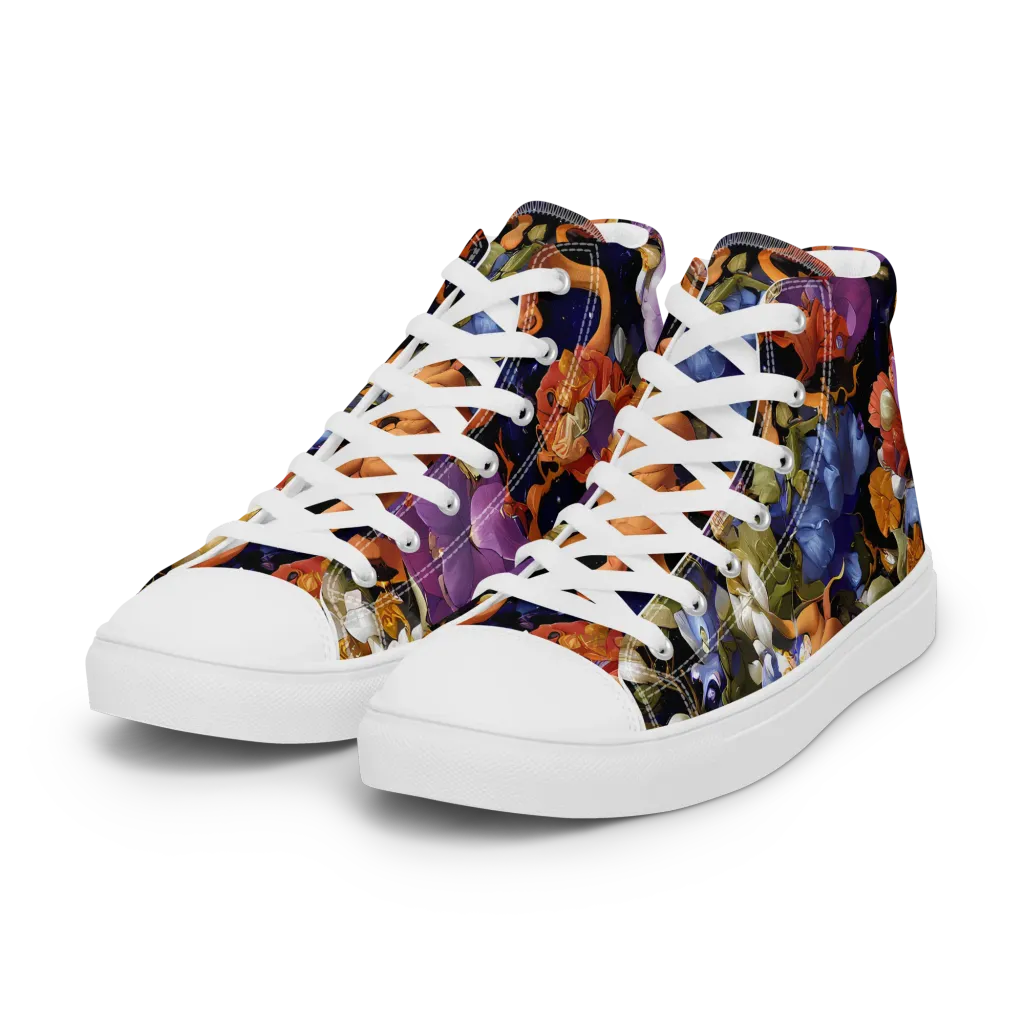 Blooming Cosmos on Women's High Top Canvas Shoes — Left Front