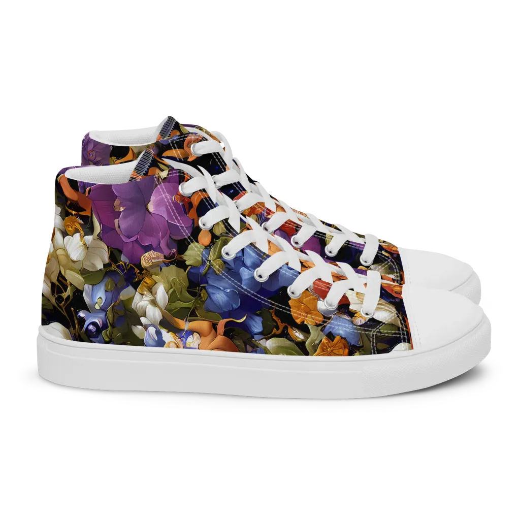 Blooming Cosmos on Women's High Top Canvas Shoes — Right