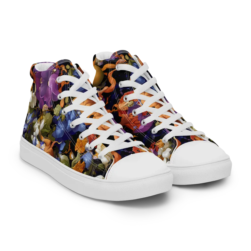 Blooming Cosmos on Women's High Top Canvas Shoes — Right Front
