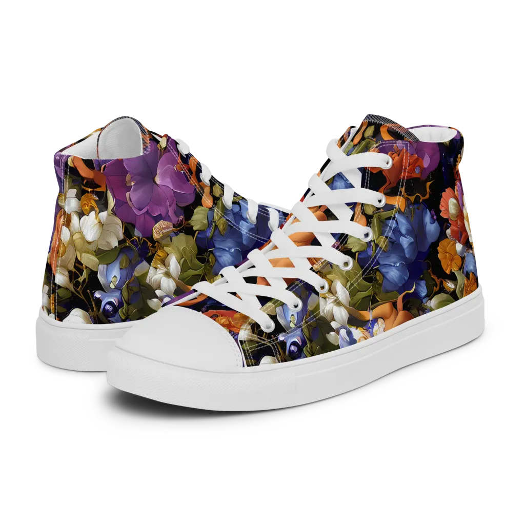 Blooming Cosmos on Women's High Top Canvas Shoes — Left