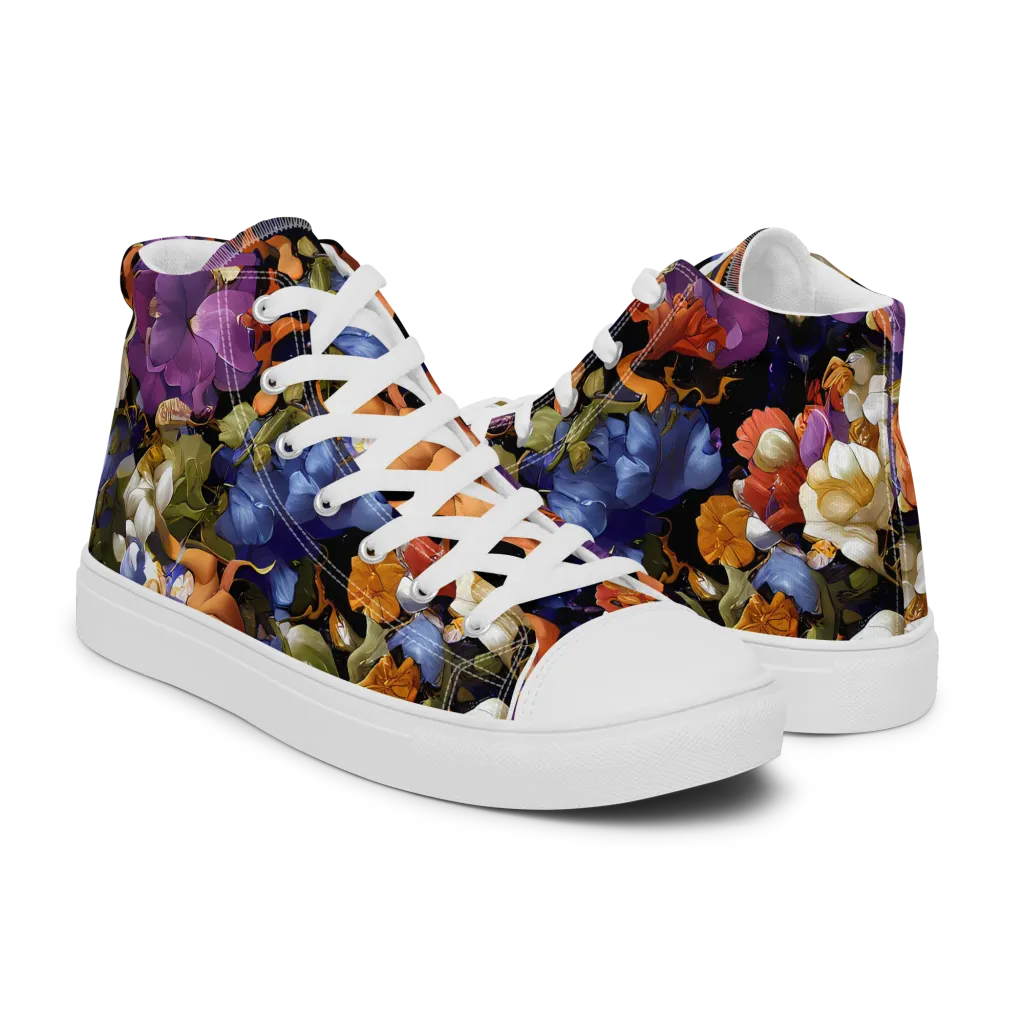 Blooming Cosmos on Women's High Top Canvas Shoes — Right