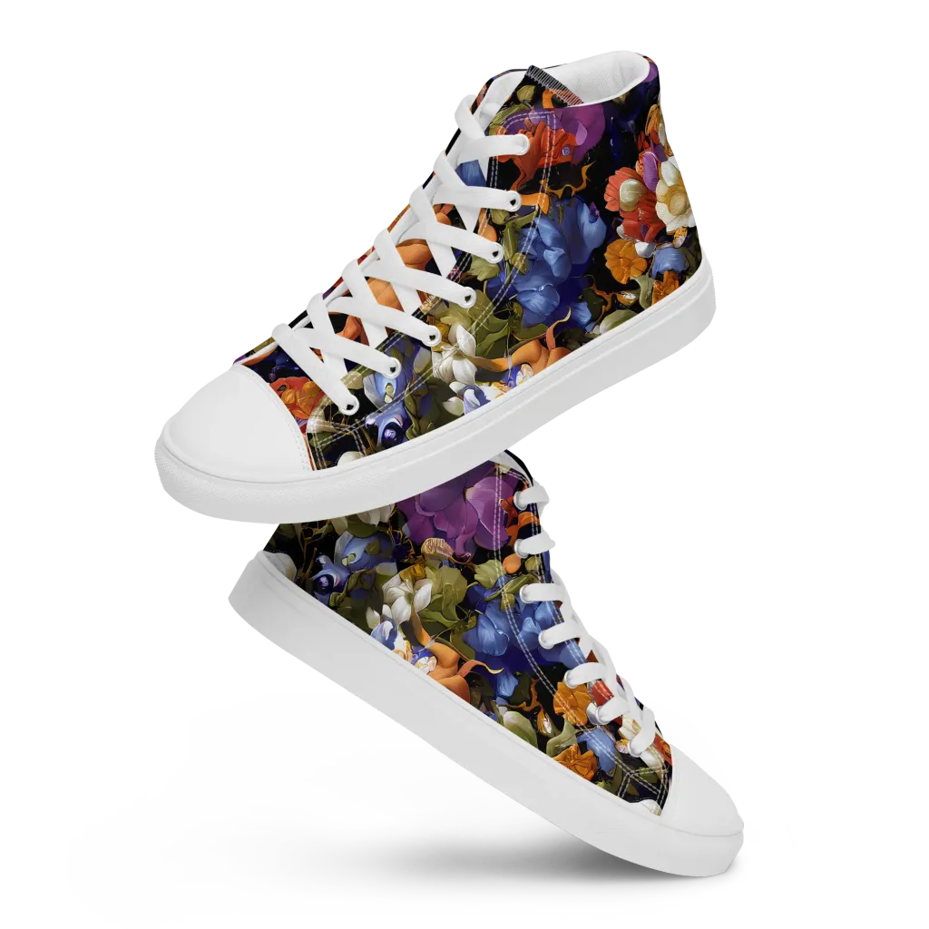 Blooming Cosmos on Women's High Top Canvas Shoes — Front