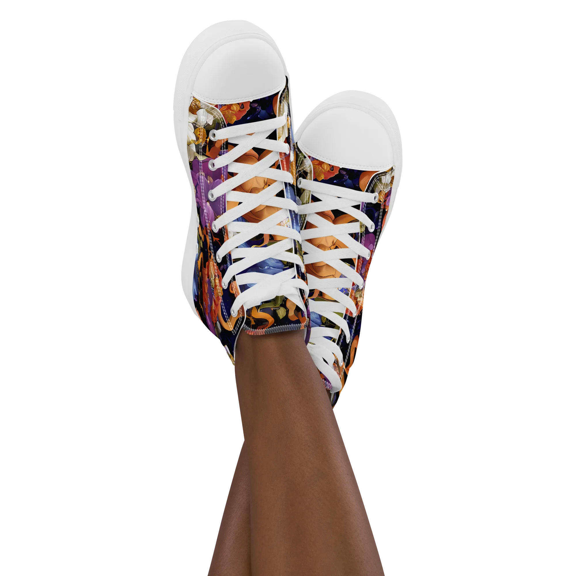 Blooming Cosmos on Women's High Top Canvas Shoes — Front