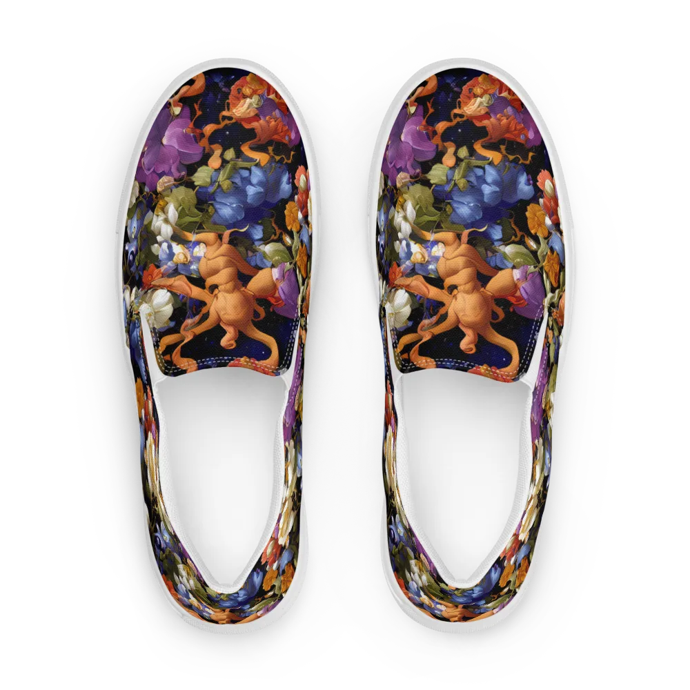 Blooming Cosmos on Men's Slip-On Canvas Shoes — Front