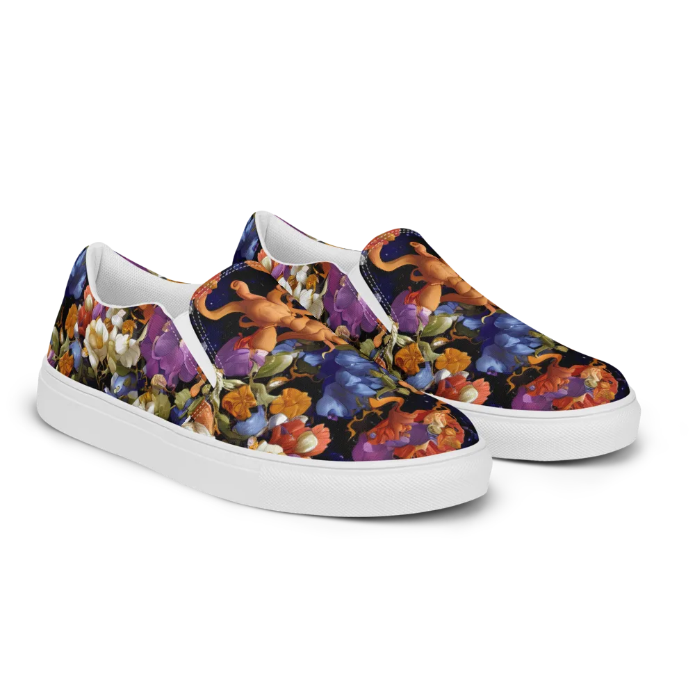 Blooming Cosmos on Men's Slip-On Canvas Shoes — Right Front