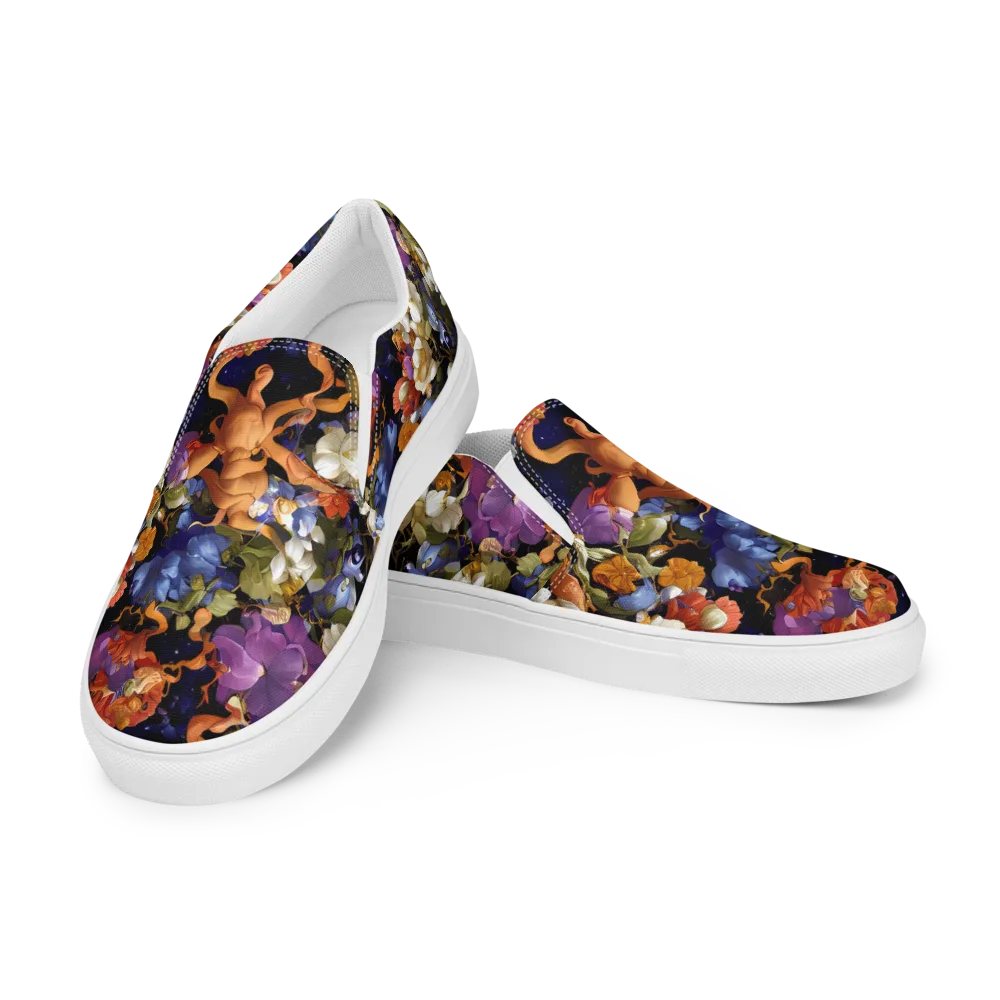 Blooming Cosmos on Men's Slip-On Canvas Shoes — Left Front