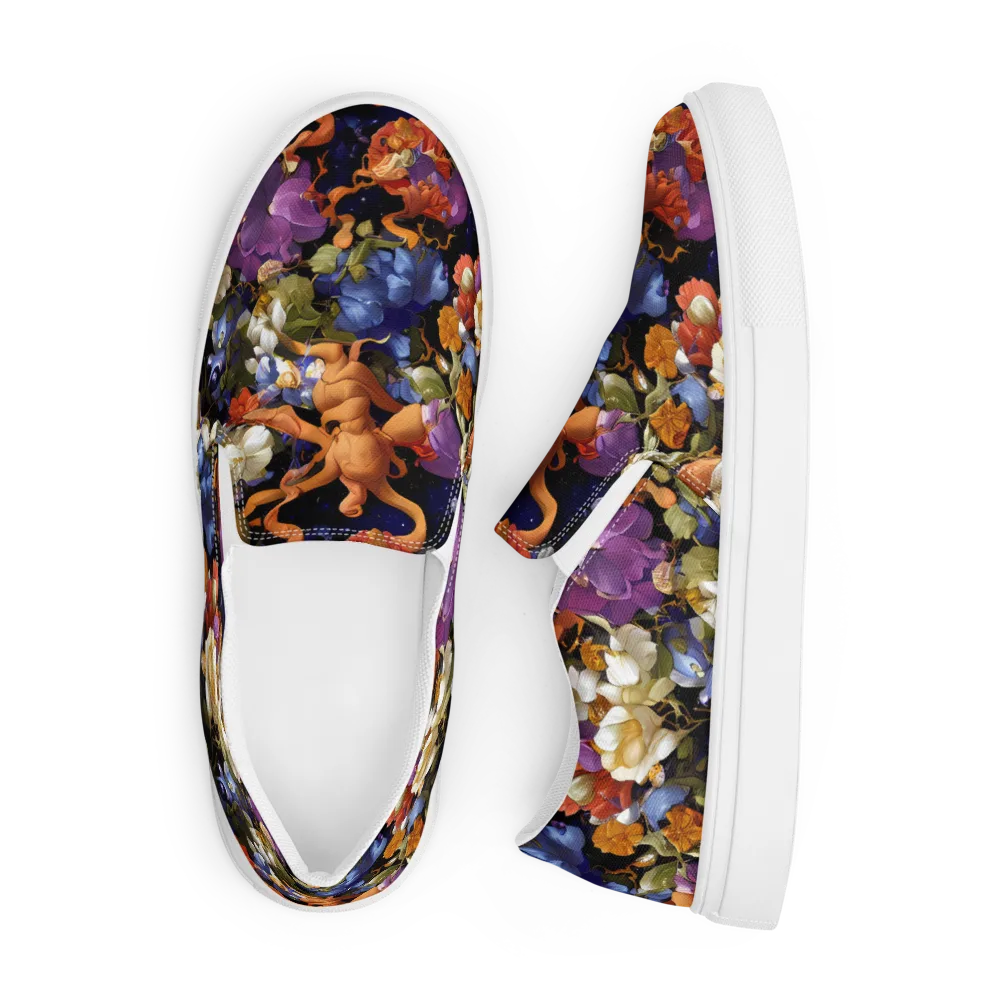 Blooming Cosmos on Men's Slip-On Canvas Shoes — Front