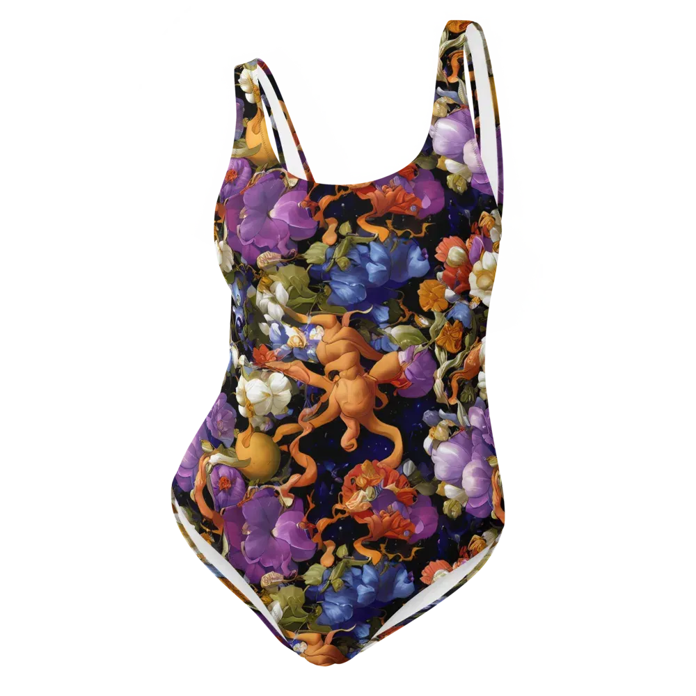 Blooming Cosmos on One-Piece Swimsuit — Front