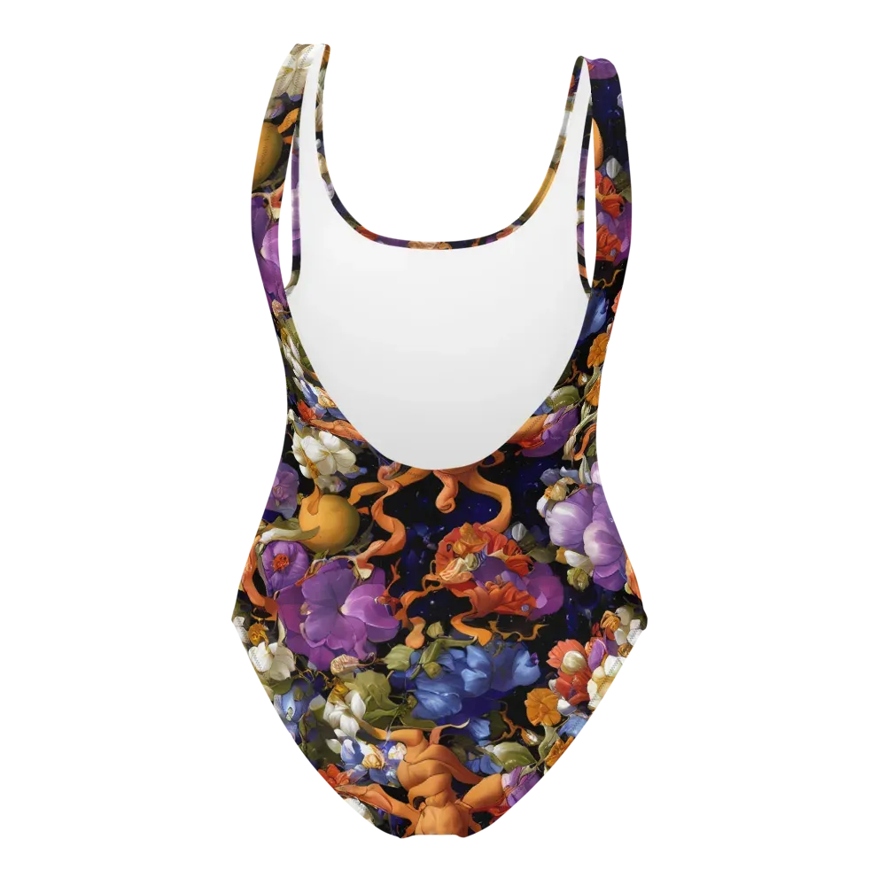 Blooming Cosmos on One-Piece Swimsuit — Back