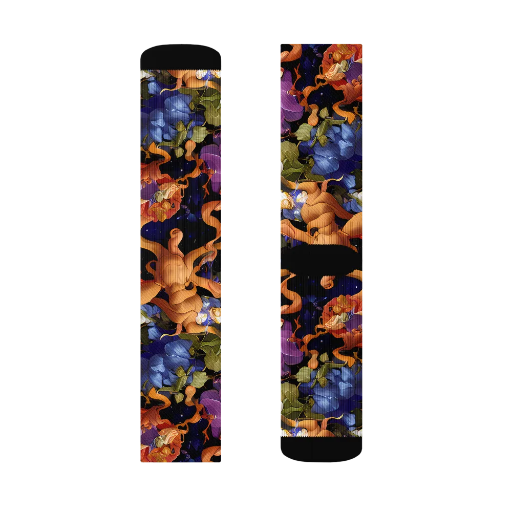 Blooming Cosmos on Socks — Left Sock