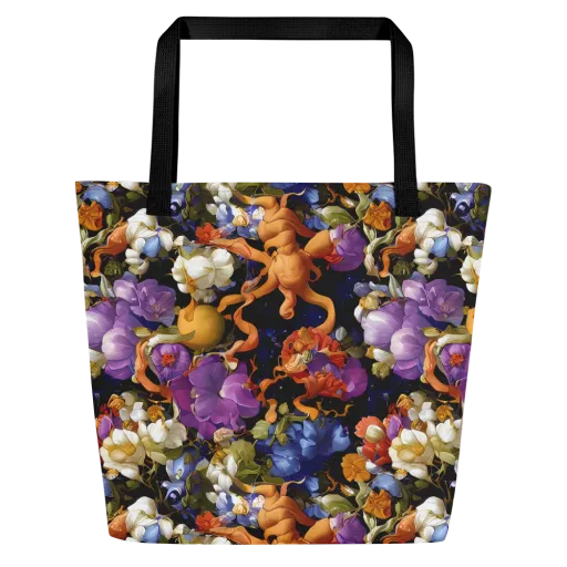 Blooming Cosmos on a Large Tote Bag W/ Pocket