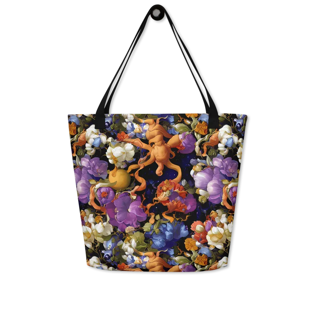 Blooming Cosmos on Large Tote Bag W/ Pocket — Front