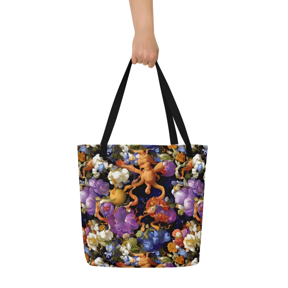 Blooming Cosmos on Large Tote Bag W/ Pocket — Front