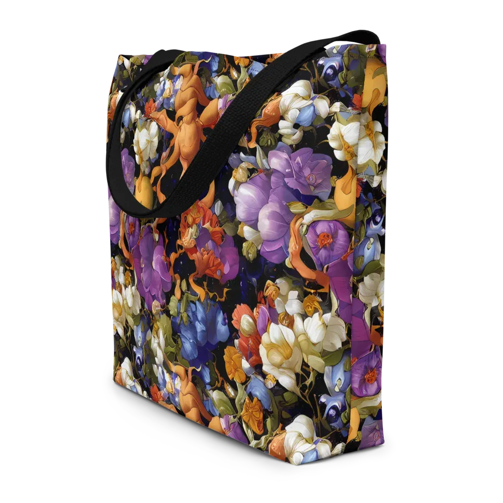 Blooming Cosmos on Large Tote Bag W/ Pocket — Front
