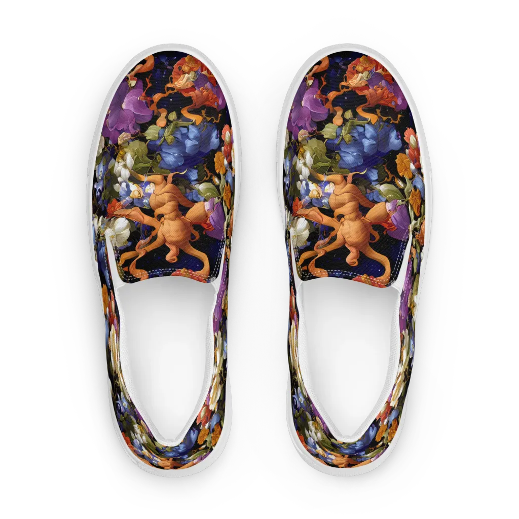 Blooming Cosmos on Women's Slip-On Canvas Shoes — Front