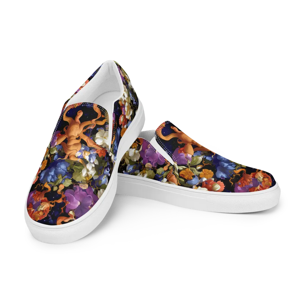 Blooming Cosmos on Women's Slip-On Canvas Shoes — Left Front