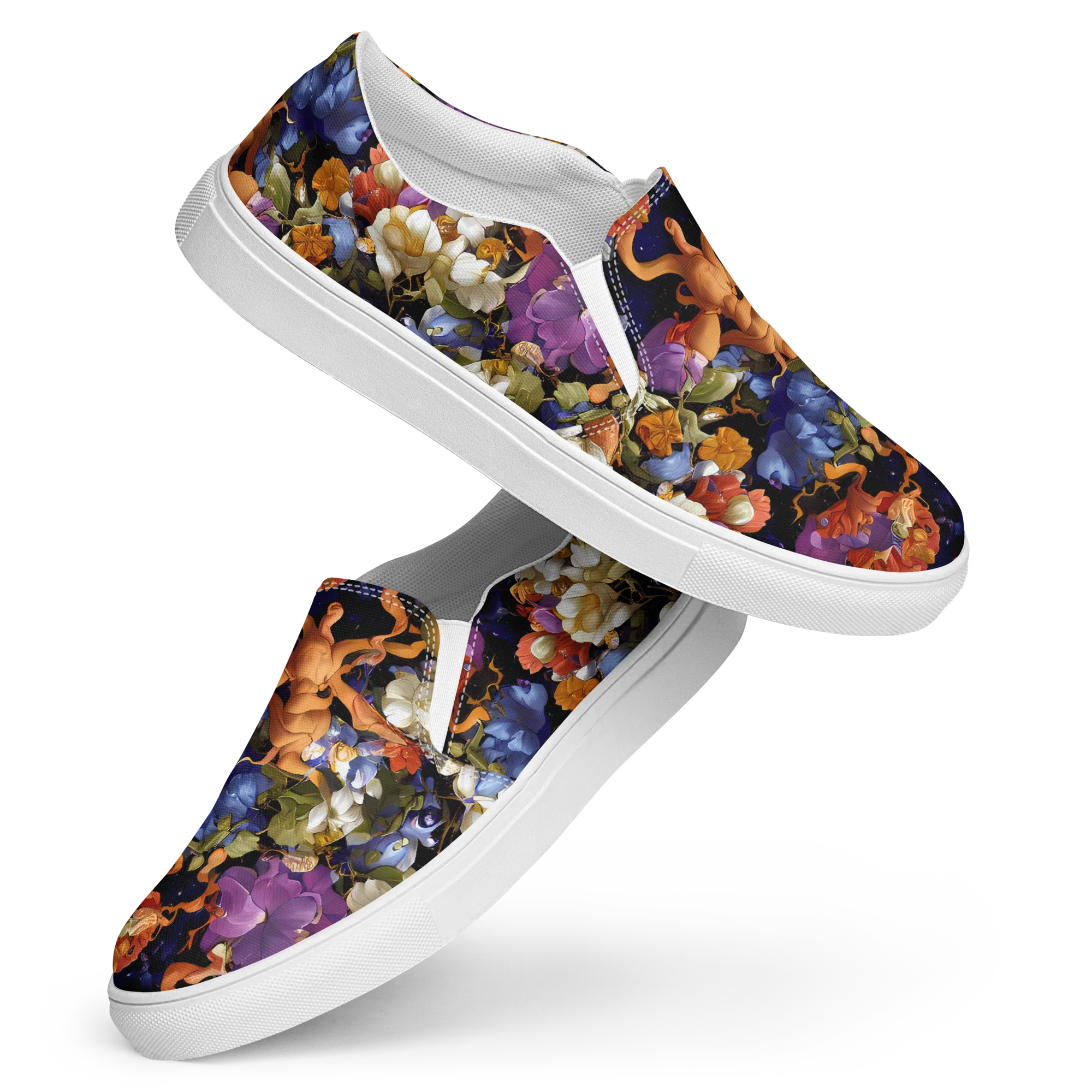 Blooming Cosmos on Women's Slip-On Canvas Shoes — Front