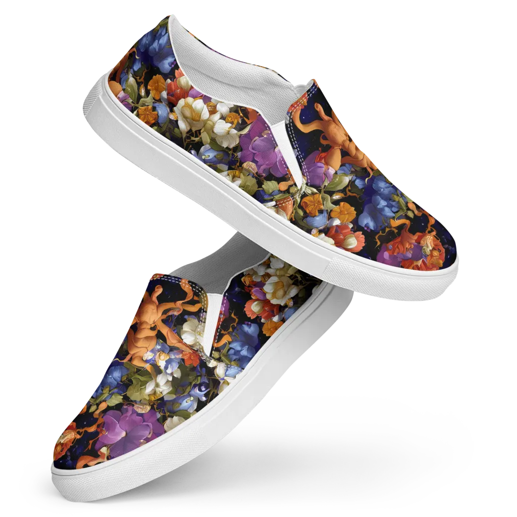 Blooming Cosmos on Women's Slip-On Canvas Shoes — Front