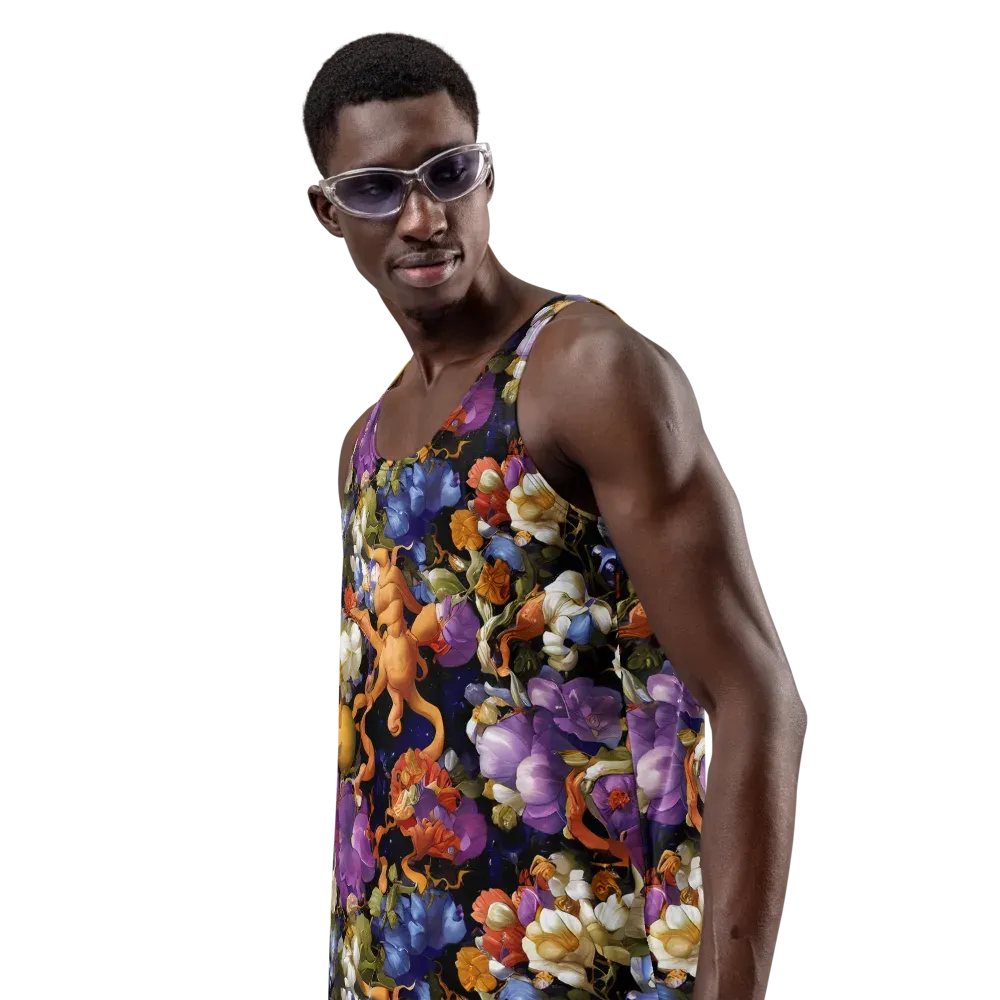 Blooming Cosmos on Men's Tank Top — Left