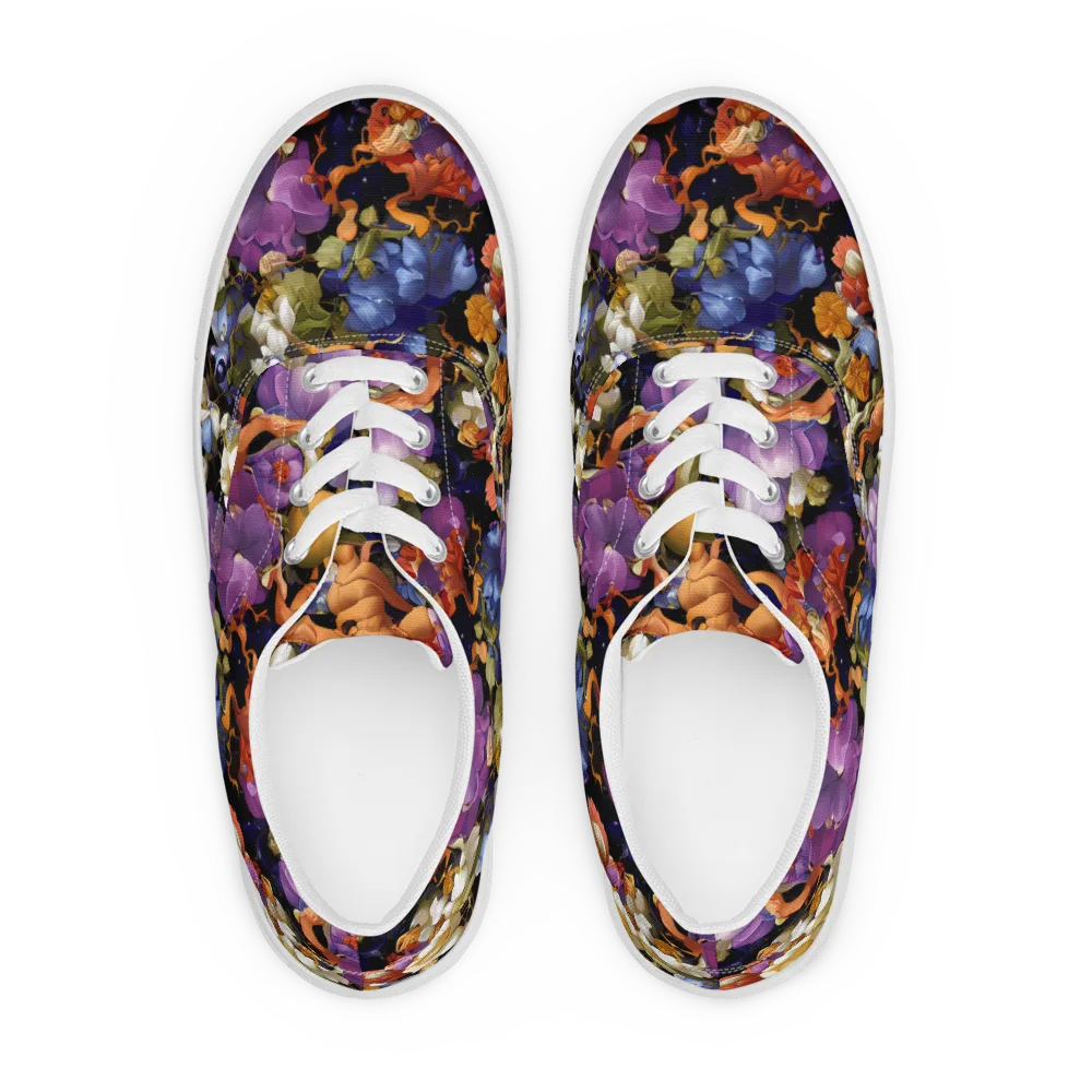 Blooming Cosmos on Men's Lace-Up Canvas Shoes — Front
