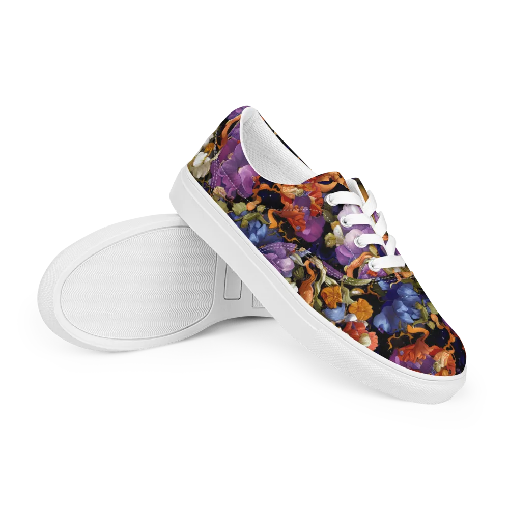 Blooming Cosmos on Men's Lace-Up Canvas Shoes — Right Front