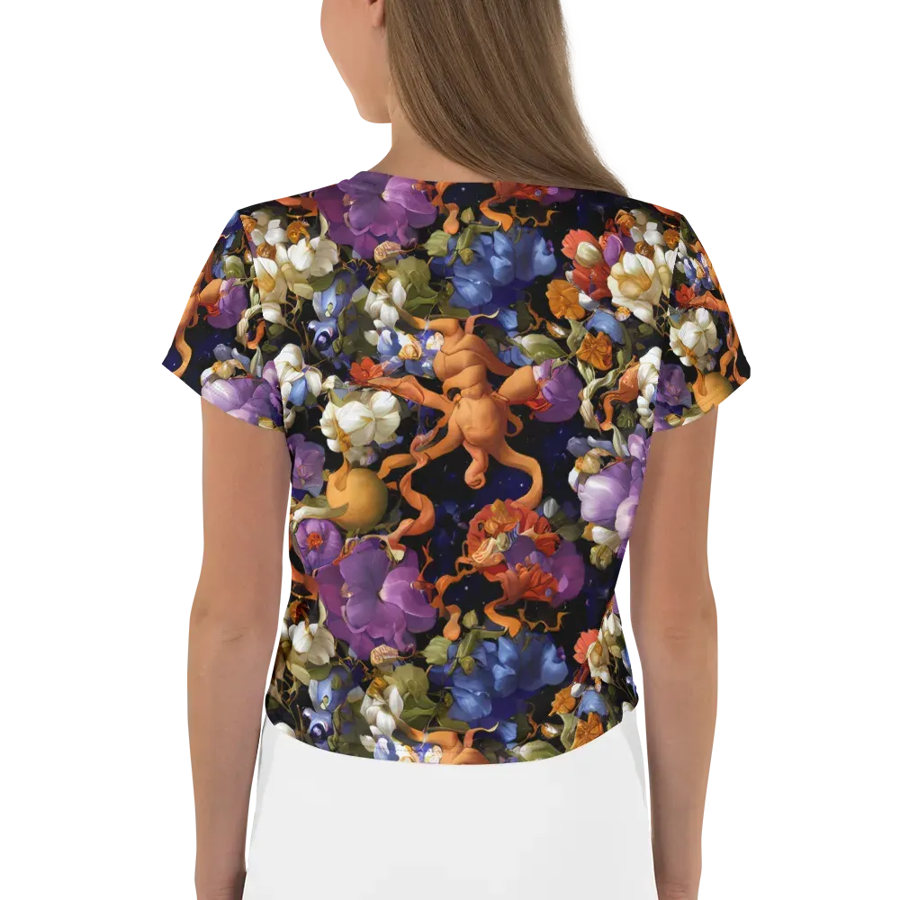 Blooming Cosmos on Crop Tee — Back
