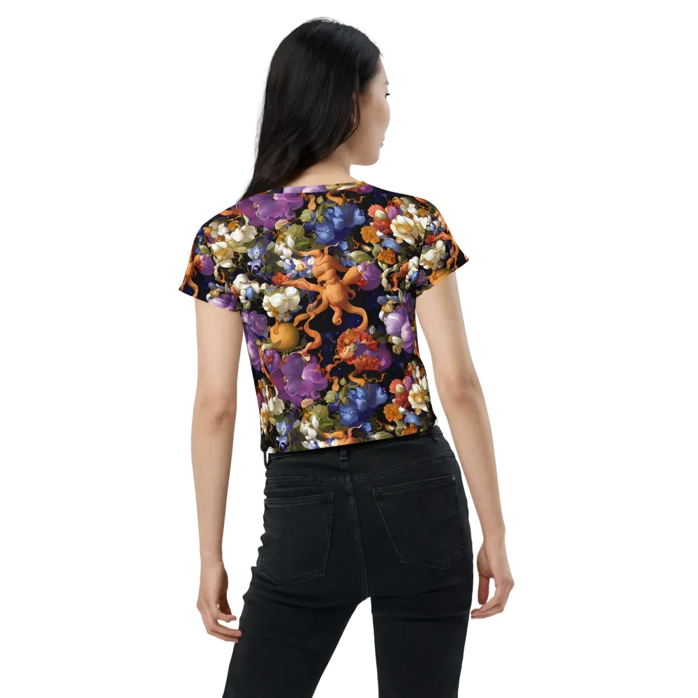 Blooming Cosmos on Crop Tee — Back