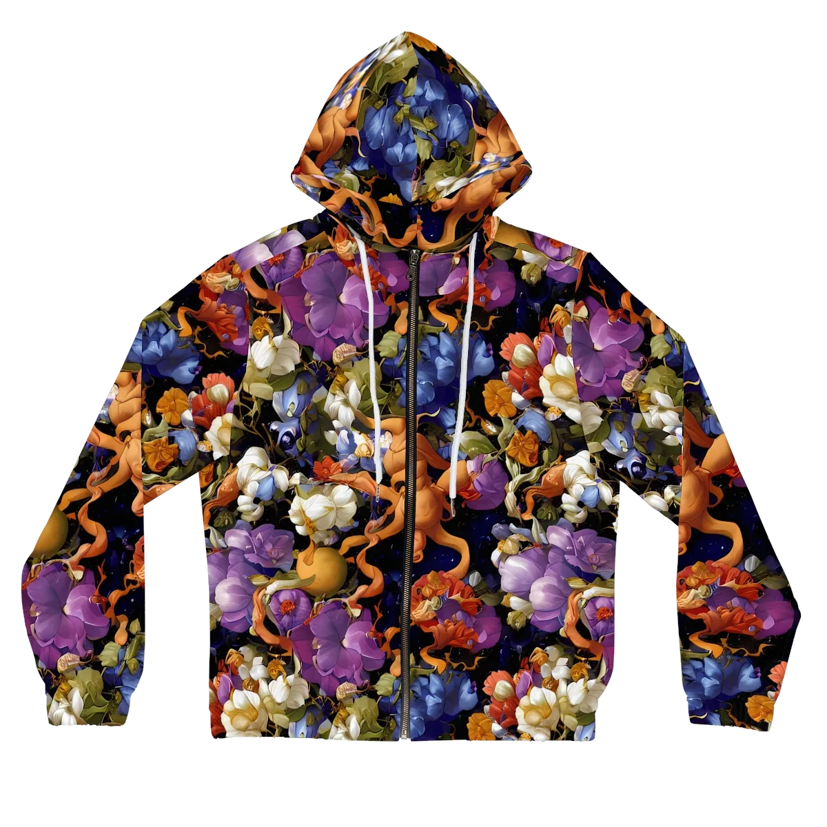 Blooming Cosmos on Women's Full-Zip Hoodie — Front