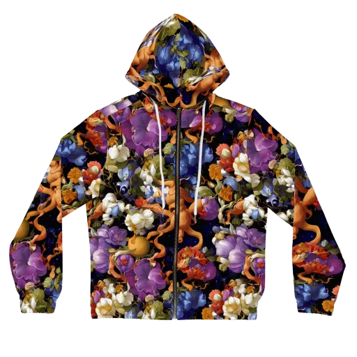 Blooming Cosmos on a Women's Full-Zip Hoodie
