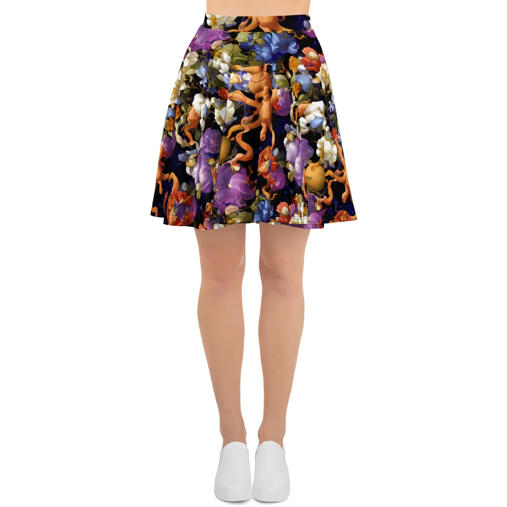 Blooming Cosmos on Skater Skirt — Front