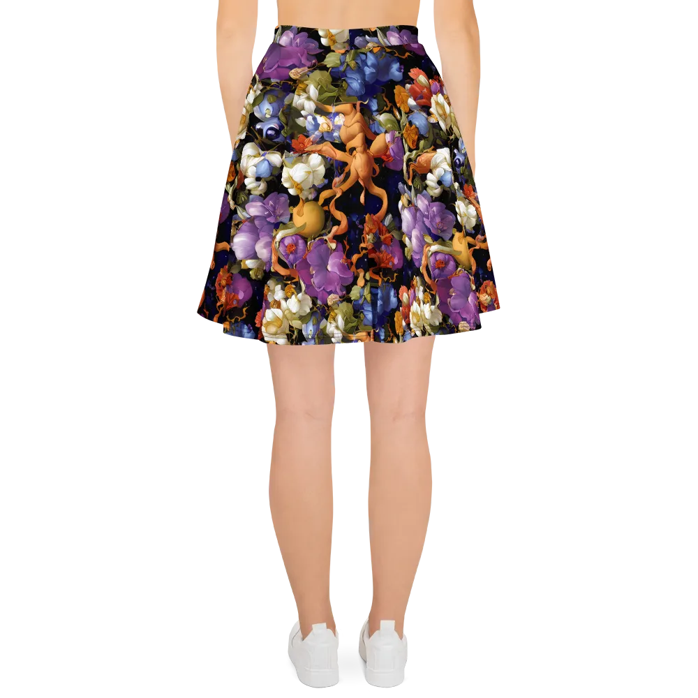 Blooming Cosmos on Skater Skirt — Back