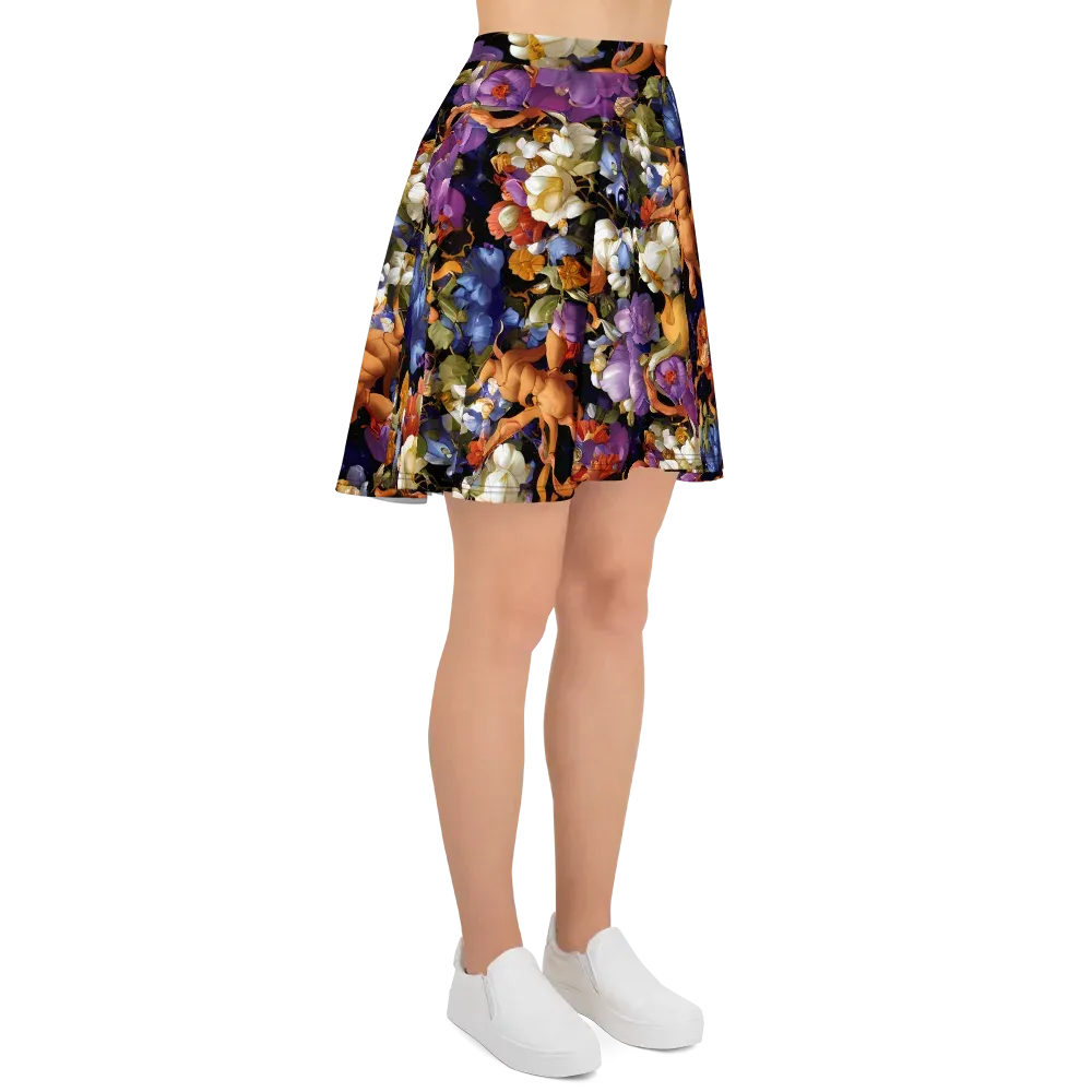Blooming Cosmos on Skater Skirt — Right