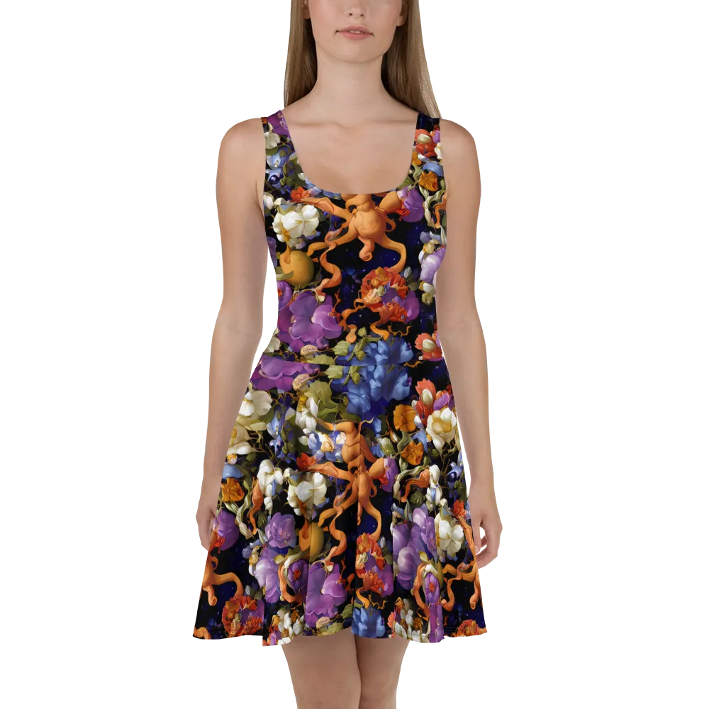 Blooming Cosmos on Skater Dress — Front