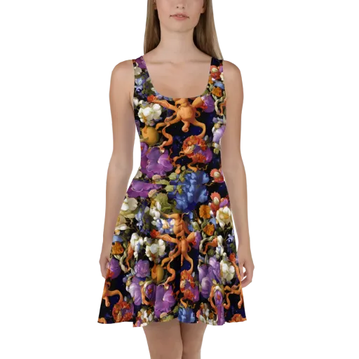Blooming Cosmos on a Skater Dress