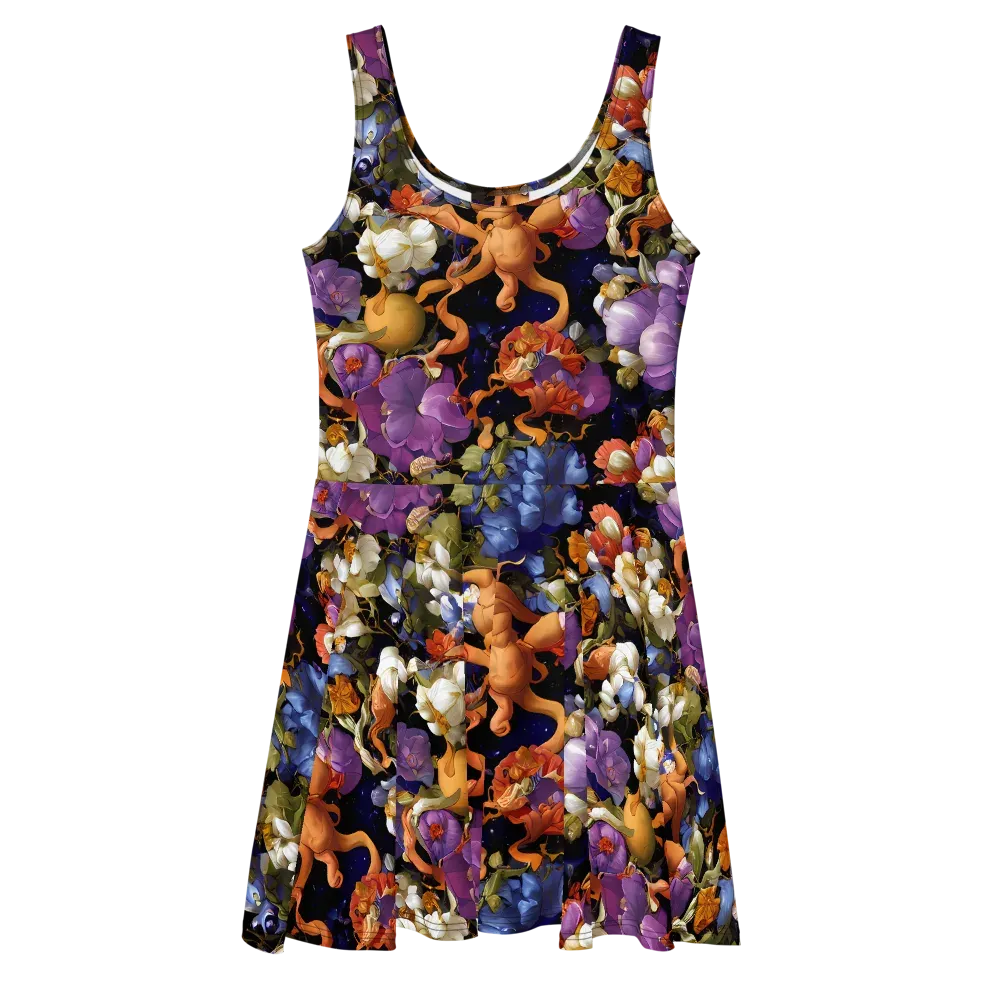 Blooming Cosmos on Skater Dress — Front