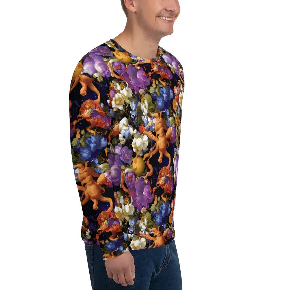 Blooming Cosmos on Sweatshirt — Right Front